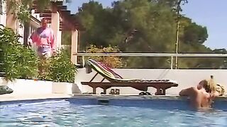 Classic Couple Enjoys Intimate Moments by the Poolside with Alluring Curves