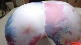 G-Cup Beauty Rocks Floral Sports Leggings: A Stunning Transformation to a Sheer Shirt Finale!