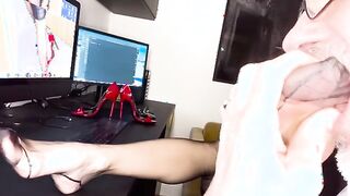 Office Temptation: Alysa in Nylon Stockings Takes Charge on the Desk