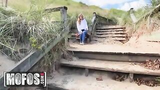 First Date Fun: Busty Blonde Molly Pills Goes Nude on the Beach - POV Adventure!