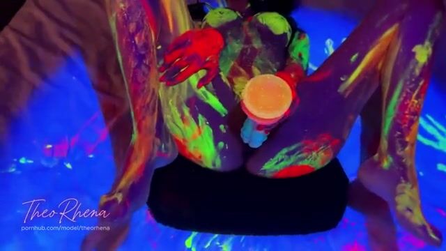 Vibrant Nights: Intense Fluorescent Fun in Bed with TheoRhena!