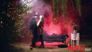 Enchanting Blonde Witch Takes a Wild Ride in the Great Outdoors!
