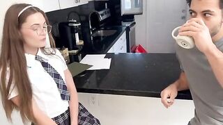 Curious Step-Sibling Encounter: Juniper Ren's Playful Table Adventure - Perfect Stroke MD