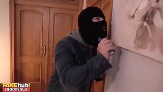 Office Encounter: Seductive MILF Surprises Intruder with a Steamy Surprise Under Her Desk!