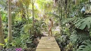 Adventurous Nudist Embraces Nature with Long Hair and Big Curves