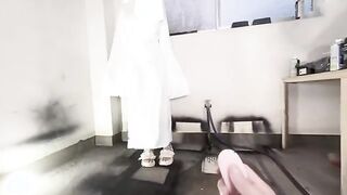 Spooky Outdoor Adventure: POV Encounter with a Playful Ghost in a Costume!