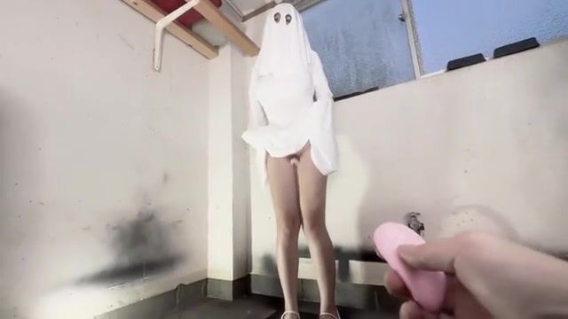 Spooky Outdoor Adventure: POV Encounter with a Playful Ghost in a Costume!