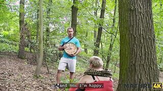 Blonde Beauty with Curves Enjoys a Wild Encounter with Two Strangers in Public!