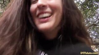 Abbie Maley's Outdoor Adventure: A Petite Brunette's Playful Encounter with James Deen