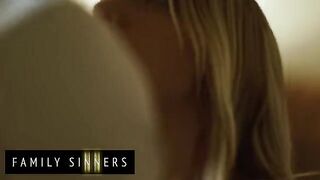 Stepdad's Wild Night: Gorgeous Blonde Stepson's Unexpected Surprise in Bed!