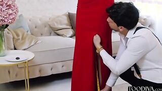 Seductive Blonde Claire Roos Entices Her Tailor for an Unexpected Encounter - A Cinematic Romance with Alex Charger
