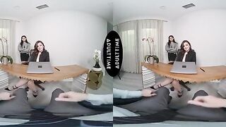 Intimate VR Experience - Boss Harley Haze Observes You with Her Wife Dharma Jones in the Office - POV Adventure