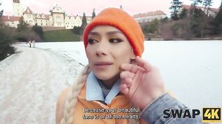 SWAP4K. A Sunday walk ended up as having a hot girl with in our bed, it was her first threesome