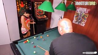 Mature Woman Pleases Her Partner on the Pool Table - Amateur Fun with a Hot Brunette