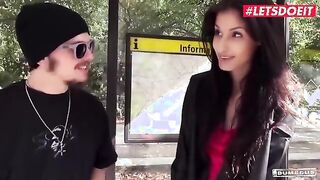 Coco Kiss Takes a Wild Ride: Petite Brunette's Steamy Car Encounter for Cash!