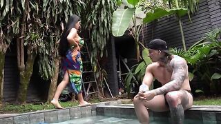 Curious Stepmom Explores New Pleasures with Her Muscular Stepson by the Pool - Featuring Sean Momoa and Issane!