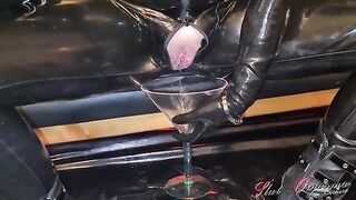 Celeste's Unique Indulgence: A Latex Fetish Experience with Smoking and a Bold Drink