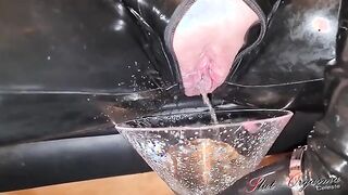 Celeste's Unique Indulgence: A Latex Fetish Experience with Smoking and a Bold Drink