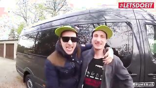 Backseat Adventures: Busty Mature Brunette Gets Wild in the Car - BumsBus