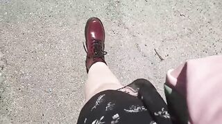 Nicoletta's Wild Outdoor Adventure: A Surprising Upskirt Moment in the Park!