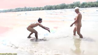 Curvy Mom Enjoys a Day at the Beach with Her Stepson