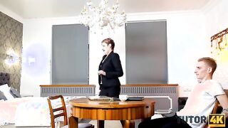 Unforgettable Encounter: Short-Haired Tutor and Her Captivating Student