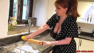 Red XXX's Kitchen Adventure: A Playful Encounter with a Rolling Pin