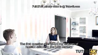 Blonde Teacher Gets an Unexpected Lesson from Frustrated Student at Home