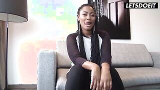Sensational Ebony Beauty Engages in Passionate Encounter with Interviewer - Curvy MILF Unleashed!
