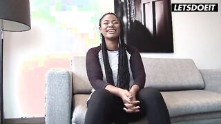 Sensational Ebony Beauty Engages in Passionate Encounter with Interviewer - Curvy MILF Unleashed!
