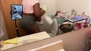 Curvy Maid Shows Off Her Assets While Cleaning!