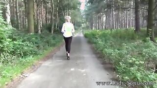 Sonia's Outdoor Adventure: A Playful Flash and Sensual Moment in Nature