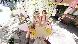 VR Bangers: Hot Babes In Pink Panties Fuck You After A Glass Of Limonade In A FFM Threesome