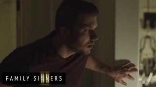 FAMILY SINNERS - Busty Blonde MILF Drops Her Towel And Deepthroats Her Son-In-Law’s Cock