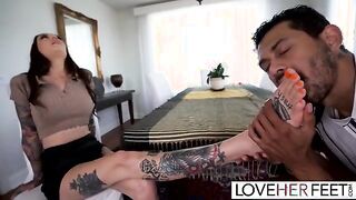 Tattooed Brunette Alex Jones Gets Wild After Foot Worship Session with Rocky Emerson