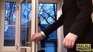 Spanked and ballgagged chubby submisive