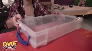 Fake Hostel Lesbian seduces straight girl and gets played by magic MILF with big tits