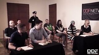 Judge Cathy Heaven turns her courtroom into an action packed anal sex orgy