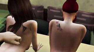 Forbidden Love 8 - Huge Cumshot! Lucky Step Son Has His Step Mom and Her Friend, Threesome Love!