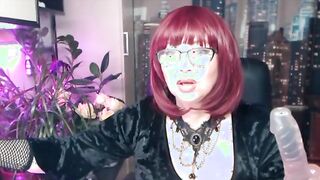 Kinky mature bitch fucks herself with a transparent dildo in private on her wedding anniversary!