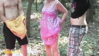 Kinky Granny Fucked In The Woods By 2 Young Dudes