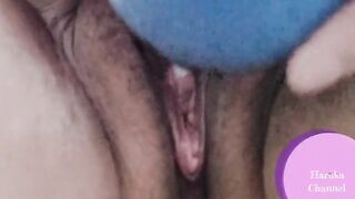 Teasing me in the bathroom from the top, inside, and side of my pale pants.