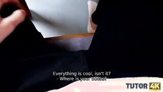 TUTOR4K. MILF wearing official suit makes guy go crazy about fucking