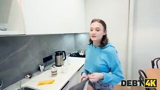 DEBT4k. Jumping on cock and fucking in her asshole helped her to stay in the apartment