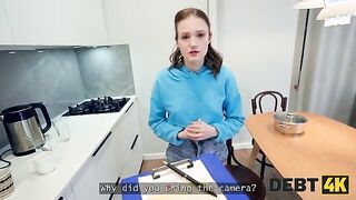 DEBT4k. Jumping on cock and fucking in her asshole helped her to stay in the apartment
