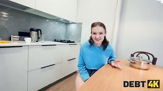 DEBT4k. Jumping on cock and fucking in her asshole helped her to stay in the apartment