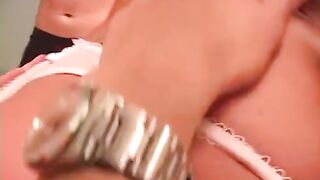 Tattooed blonde gets rough Double Penetration from more guys after playing a game