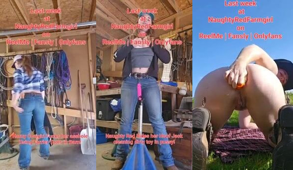 Naughty Redhead Cowgirl Fucks asshole Using farrier tool gaping asshole!