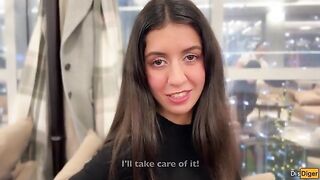 The beauty offered the waiter a train ride with her and anal sex