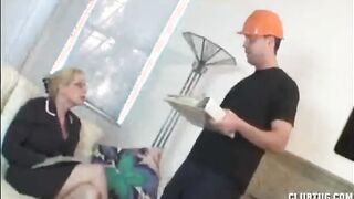 Mom And Teen Jerk Off The Electricity Guy For Good